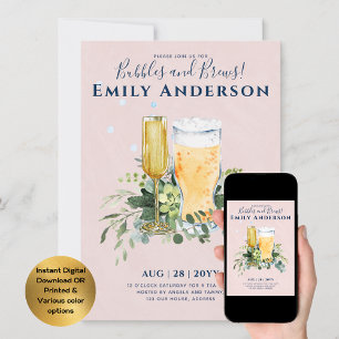 Humor Bubbles n Brews Bier Champers Vrijgezellenfe Kaart
