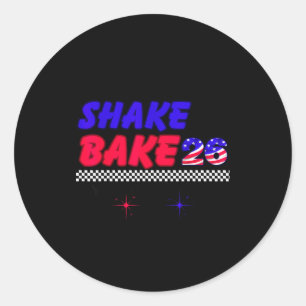 Humor citaat shake and bake 26 usa vlag race liefh ronde sticker