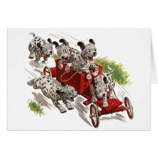 Humor Cute Dalmatian Puppy Dogs Fire Truck (Voorkant Horizontaal)
