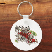 Humor Cute Dalmatian Puppy Dogs Fire Truck Sleutelhanger (Achterkant)