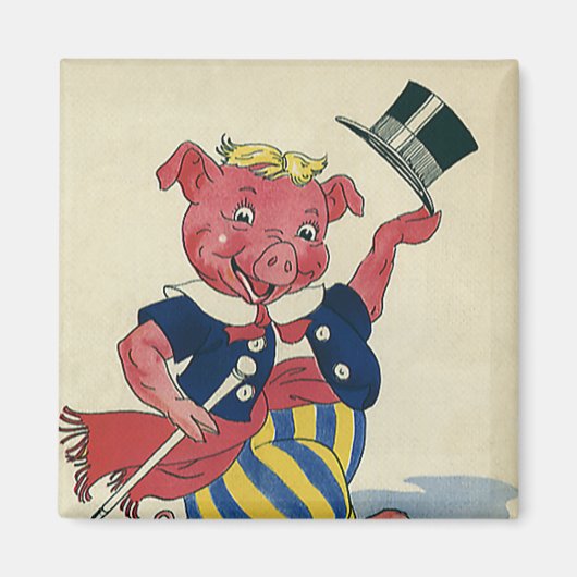  Humor, Cute Happy Dansende Pig Dances Magneet (Voorkant)