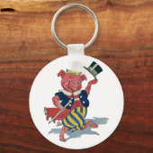  Humor, Cute Happy Dansende Pig Dances Sleutelhanger (Voorkant)