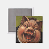Humor, Funny Victoriaans Pig Laughing Magneet (Voorkant / Achterkant)