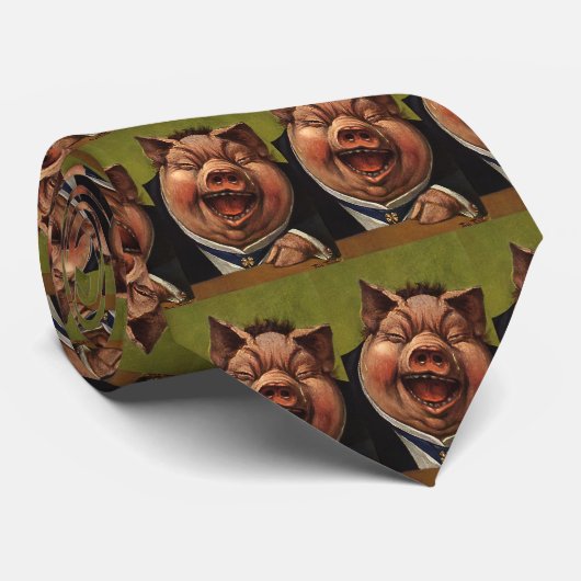  Humor, Funny Victoriaans Pig Laughing Stropdas (Opgerold)