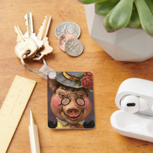  Humor, Gekke en grappig Victoriaans Lady Pig Sleutelhanger