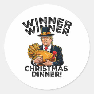 Humor Grappig Trump Winnaar Kerstdiner X Ronde Sticker