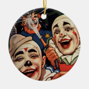 Humor, Laughing Circus Clowns en politie Keramisch Ornament