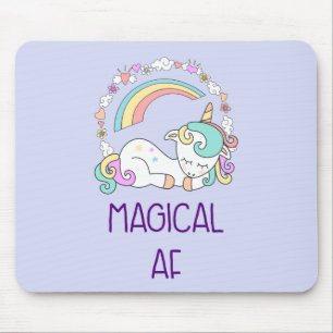 Humor - Magische AF. Unicorn, regenboog en stuifme Muismat