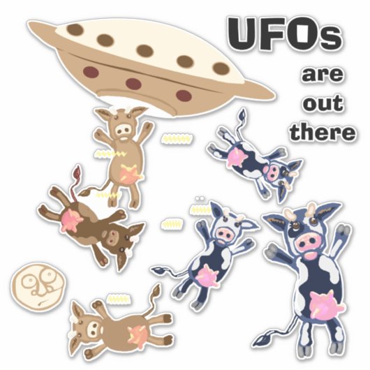 Humor ontvoering UFO-koe Sticker (Voorkant)