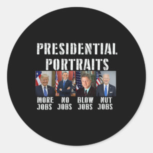 Humor Presidentiële Portretten Trump Obama Biden C Ronde Sticker