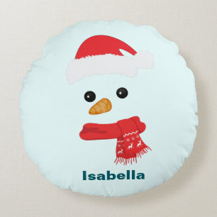Humor Schattigee sneeuwman Santa face Vakantiefees Rond Kussen