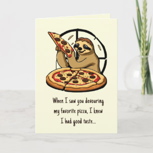 Humor Sloth Sarcastic Pizza Grappige Valentijnsdag Kaart