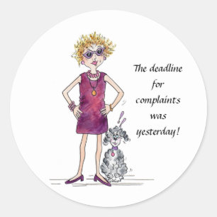 Humor van de vrouwelijke waterverf ronde sticker