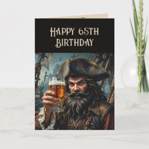Humor Verjaardag Pirate Raising Glass Custom Year Kaart