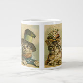 Humor, Victoriaans Bride Groom Katten in Petten Jumbo Beker (Voorkant)