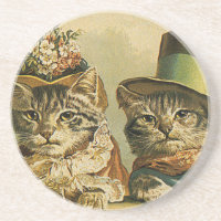  Humor, Victoriaans Bride Groom Katten in Petten