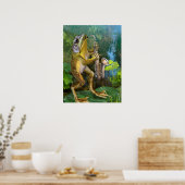 Humorische kikkervissoxophone poster (Keuken)