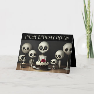 humoristique joli squelette carte d'anniversaire w