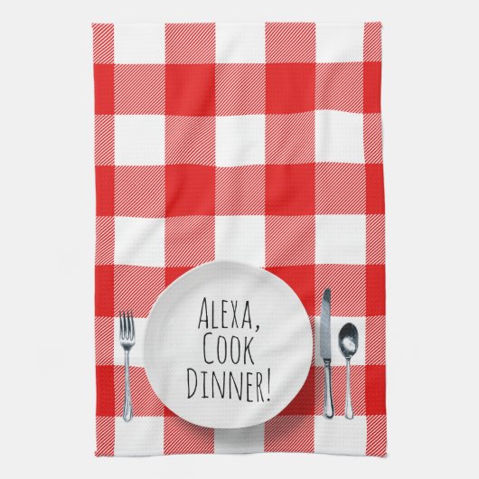 humoristisch Alexa Command voor het kookdiner Theedoek (Verticaal)