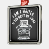 Humoristisch citaat van de schrijver metalen ornament (Links)