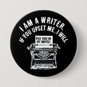 Humoristisch citaat van de schrijver ronde button 7,6 cm (Voorkant)