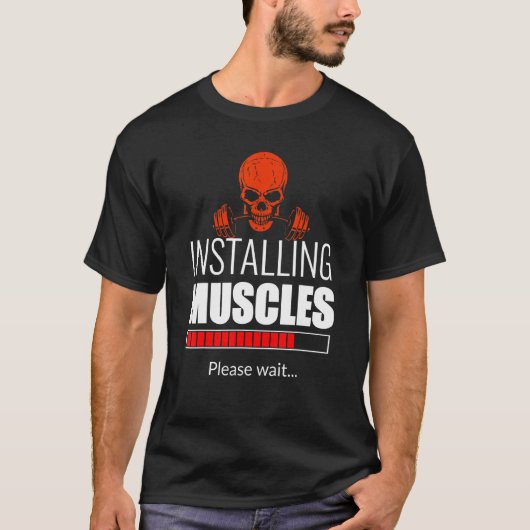 Humoristisch Gym Graphic T-shirt Spieren installer (Voorkant)