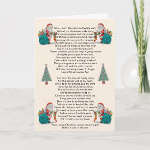 Humoristisch kerstgedicht Kerstman en kerstboomkun Feestdagen Kaart