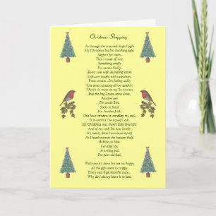 Humoristisch kerstgedicht Robin en kerstboomkaart Feestdagen Kaart