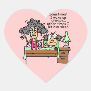 Humoristisch laat chagrijnig slapen hart sticker