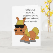 Humoristisch Paardenontwerp Gepersonaliseerde 21e Kaart (Gele Bloem)