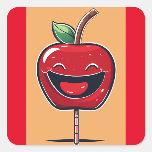 Humoristische appel vierkante sticker (Voorkant)