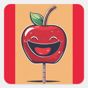 Humoristische appel vierkante sticker
