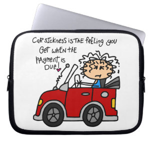 Humoristische autoziekte laptop sleeve