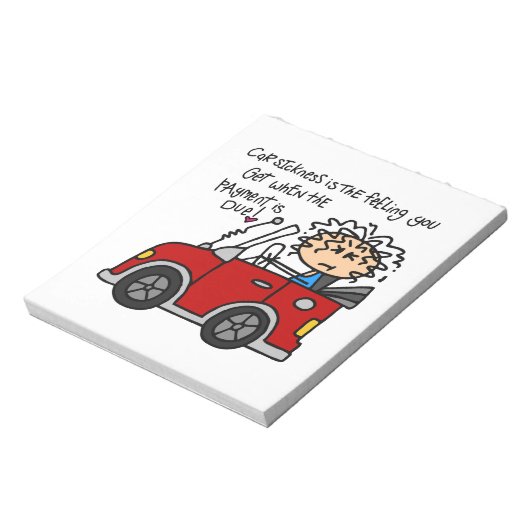 Humoristische autoziekte notitieblok (Gedraaid)
