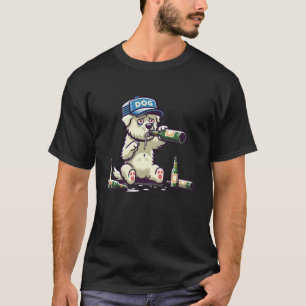 Humoristische Cartoon Dog Drink Beer Design T Shir T-shirt