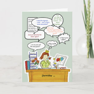 Humoristische dag voor administratieve professiona bedankkaart