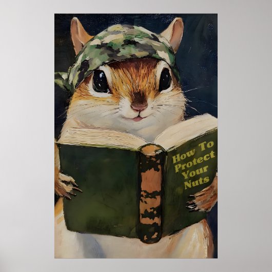 Humoristische Eekhoorn Badkamer Poster Bescherm Uw (Voorkant)
