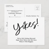 Humoristische eenvoudige uitgestelde bruiloft upda briefkaart (Voorkant / Achterkant)