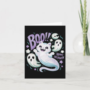 Humoristische Ghost Cat Boo Kat Halloween Kaart