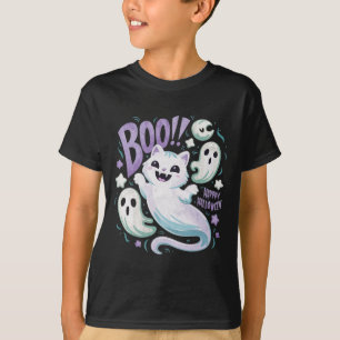 Humoristische Ghost Cat Boo Kat Halloween T-shirt