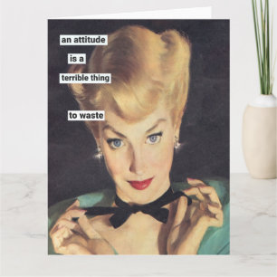 Humoristische houding retro groet kaart