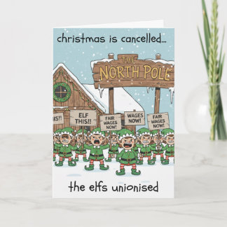 Humoristische Kerst Kaart - Elf Union Strike