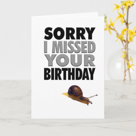 humoristische late verjaardagsslak kaart (Gele Bloem)