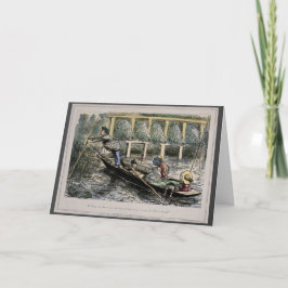 Humoristische nostalgie kaart - vissen met familie