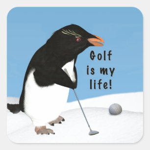 Humoristische Pinguïn Spelen Golf Vierkante Sticker