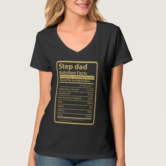 Humoristische stap vader voeding feiten Vaderdag p T-shirt (Voorkant)
