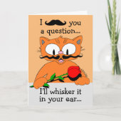 Humoristische Valentijnsdag Kaart Mustache Cat (Voorkant)