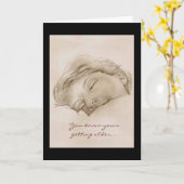 Humoristische Verjaardag Duttende Dame kaart (Gele Bloem)