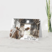 Humoristische Verjaardag Koe In Schuur met Haan