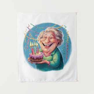 Humoristische verjaardagsfeest voor oma wandkleed